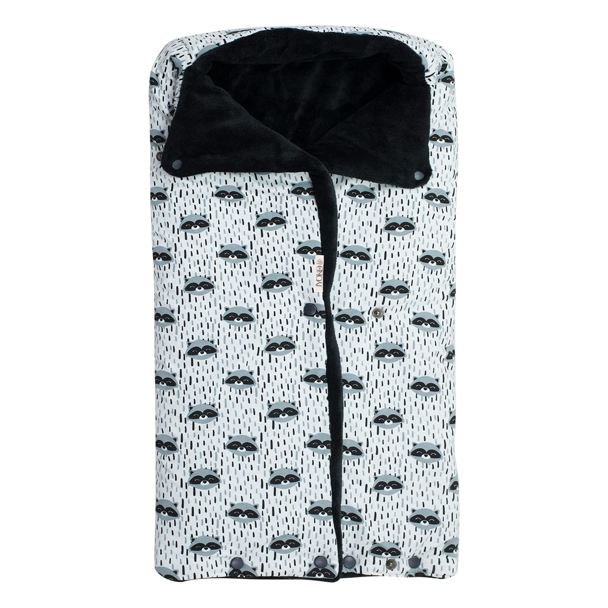 JYOKO KIDS Saco Capazo para Bebé de Polar Teddy Extra Suave – Antialérgico, Protección Óptima contra el Viento y Frío – Ideal para Piel Sensible, Recién Nacidos y Bebés (RACCOON, POLAR)
