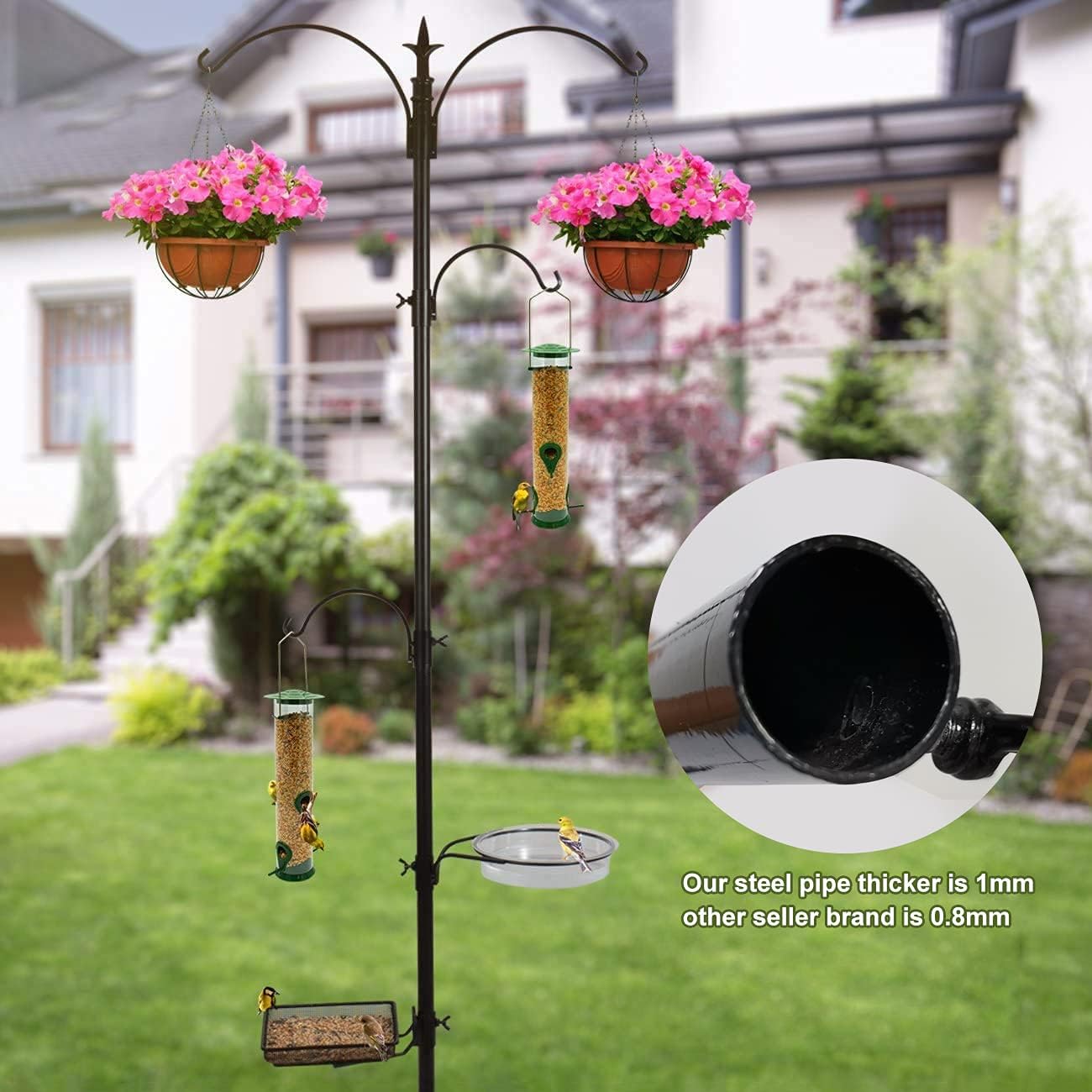 MelkTemn 91-inch Premium Bird Feeding Station Poles with 2 Bird feeders,Multi Feeder Hanging Metal Kit and Bird Bath for Attracting Wild Birds : Patio, Lawn & Garden
