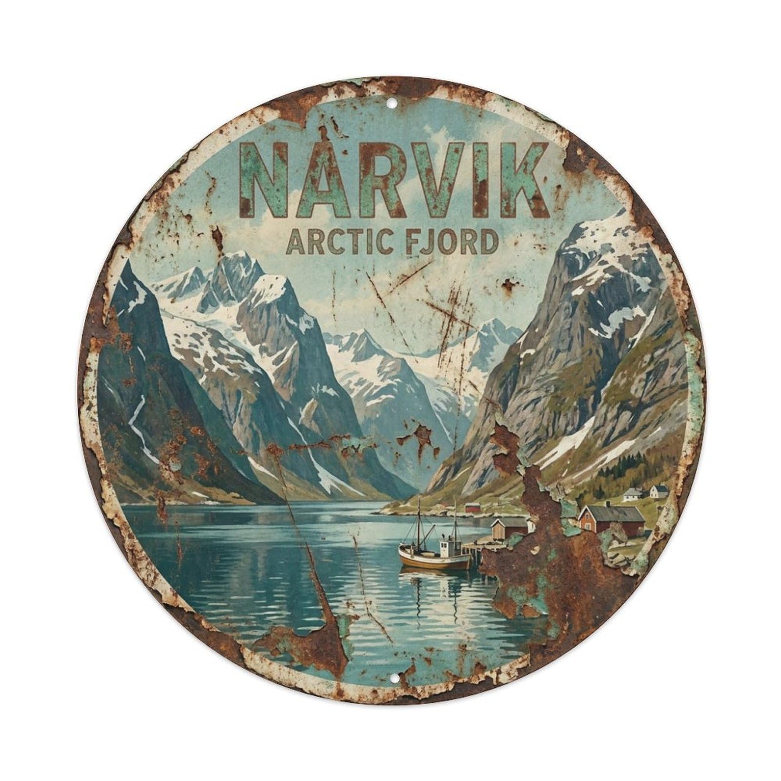 Metal Tin Sign Vintage Travel Norway Narvik