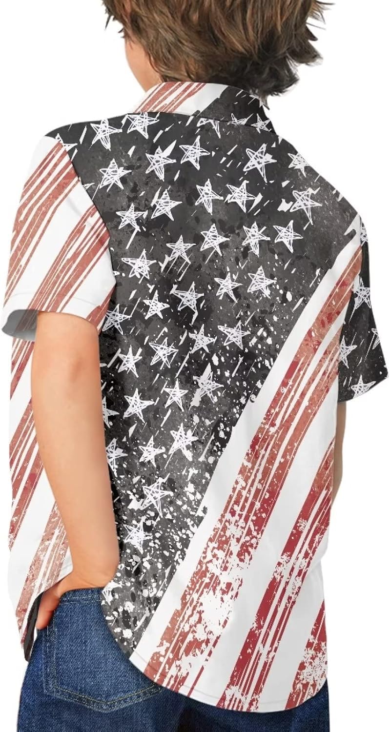 Unique Hawaiian Shirt for Boys V Neck Button Down Cute Summer Tropical Shirts Kids Beach Outfits