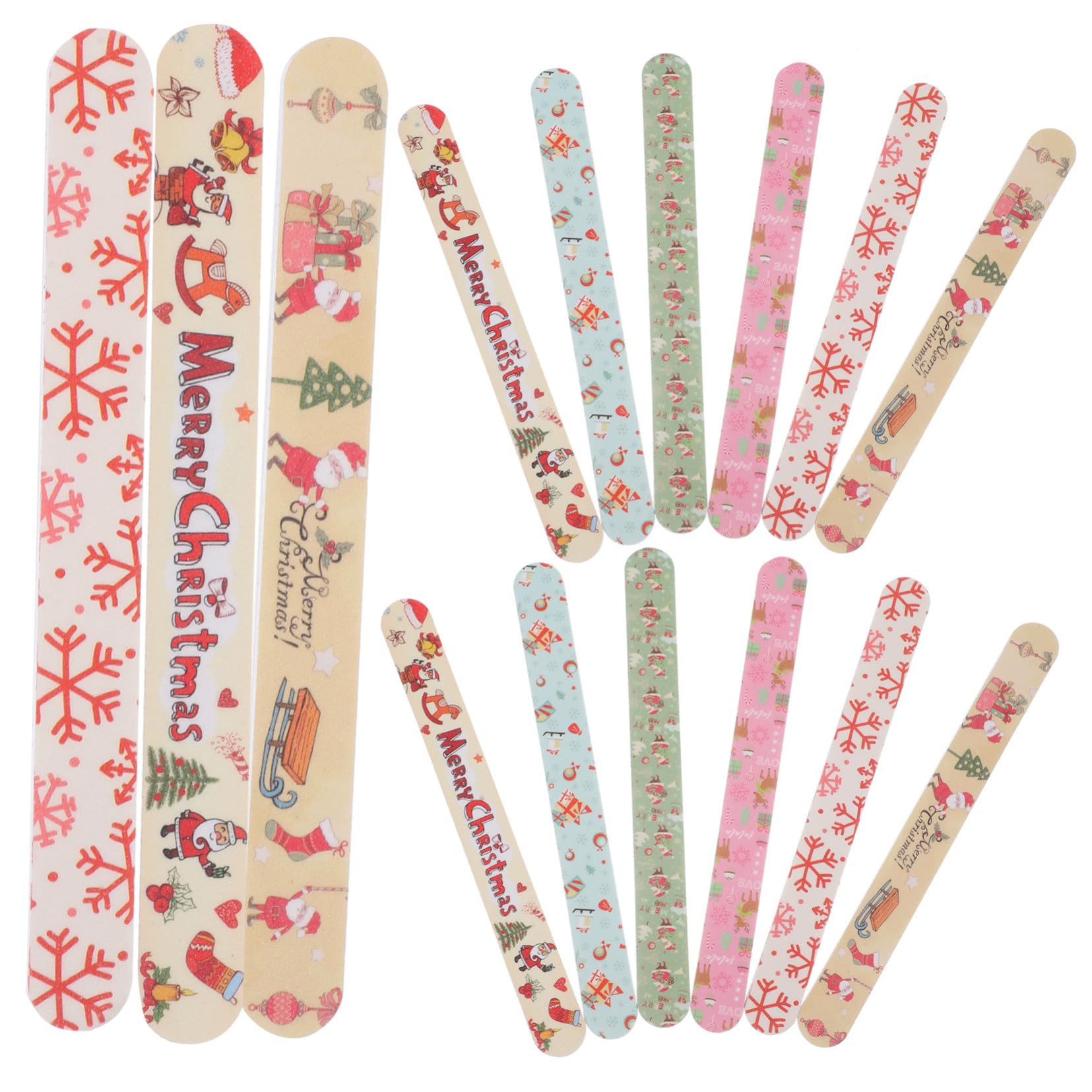 Homoyoyo Stück Weihnachtsnagelfeilen Set - Doppelseitige Glasnagelfeilen Mit Festlichem Design - Abwaschbar Und Ideal Für Maniküre Und Pediküre Perfektes Nagelpflege Set Für Die