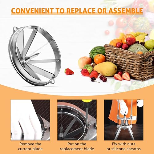 Miniatura 4 de WICHEMI Cuchilla de 8 secciones para cortar limón comercial de 8 secciones Easy Wedger de acero inoxidable para rebanar frutas y limas de verduras