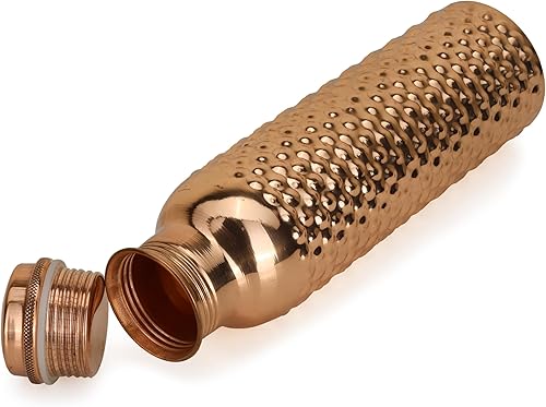 Miniatura 7 de Botella de agua de cobre de 34 onzas con bolsa de transporte de yute, botella de cobre puro para gimnasio, yoga, frasco de cobre ayurvédico o Tumblr