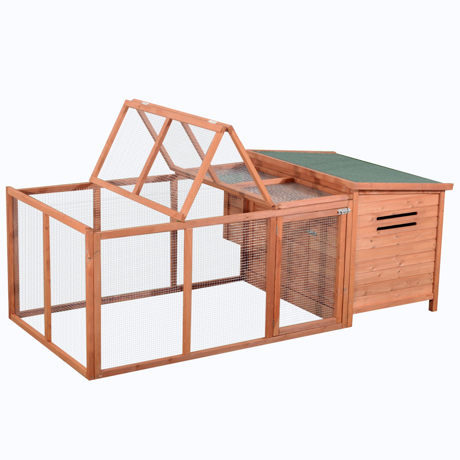 Pawhut 87 Deluxe Wooden Backyard Chicken Coop With Large Outdoor
