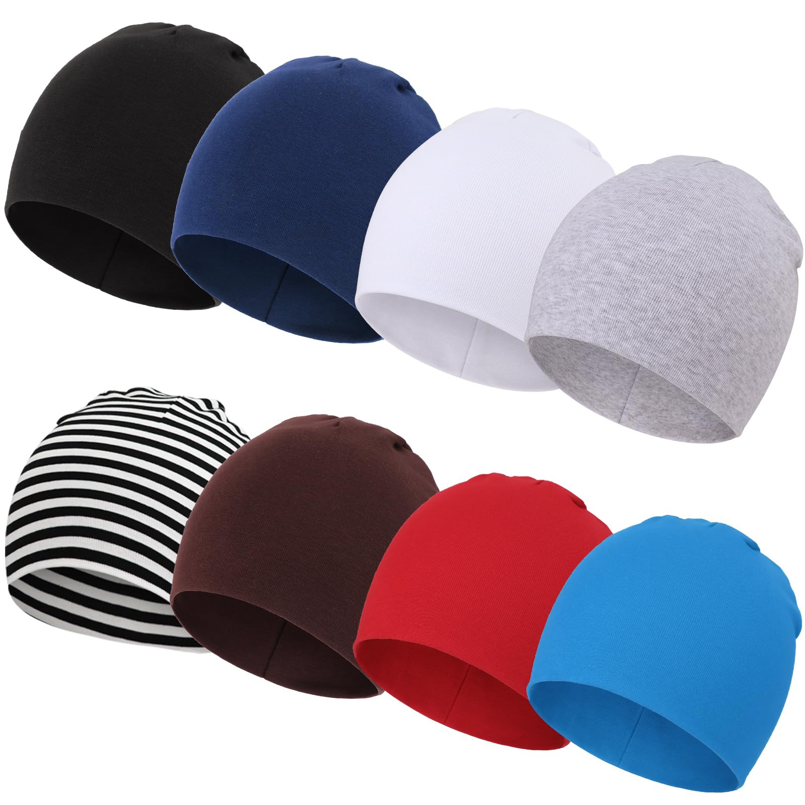 DRESHOW 8 Stücke Unisex Mütze Hut Junge Mütze Frühling Mützchen Kleinkind Wendemütze Jersey Slouch Beanie Bekleidung Unisex Infant Hut Kindergarten Mütze