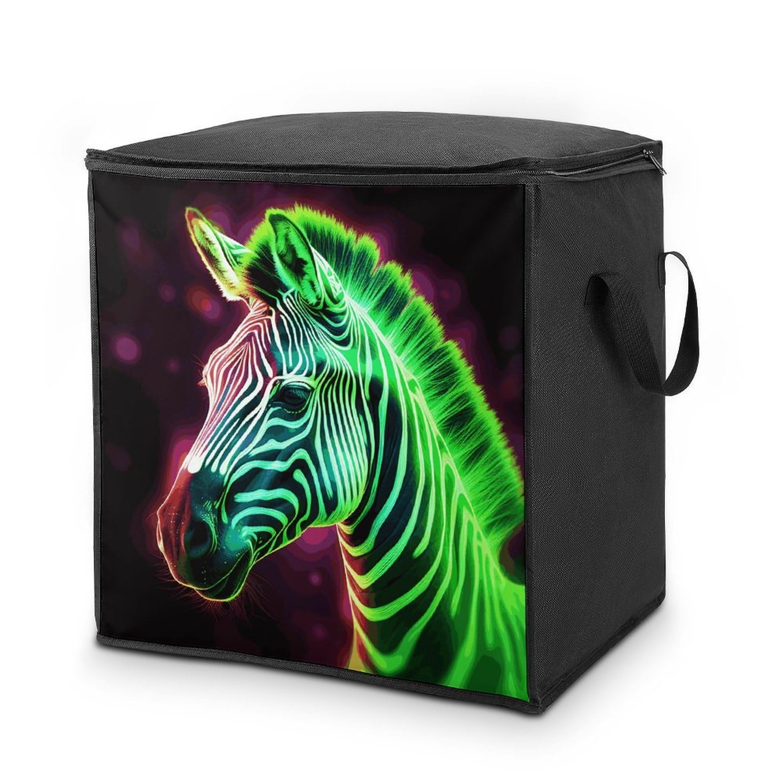 Fekiloot Style Glowing Zebra Storage Bags With Reinforced Handles,Moving Bag With Zipper,Closet Organizers,Compression Packing Cubes