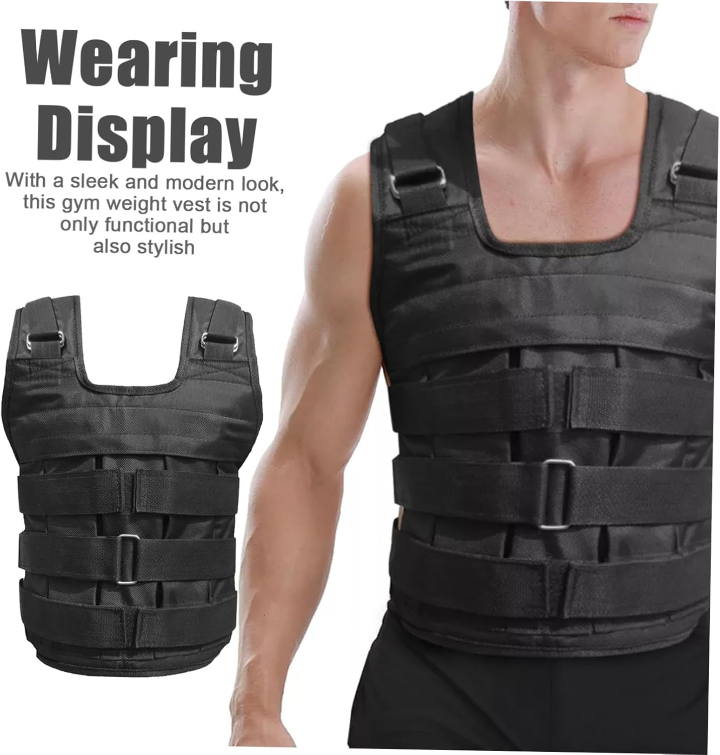 Adjustable Weighted Vest for Men and Unisex Up to Ruck Vest Construction Fitness Jacket for Running Strength Training and Walking Workouts