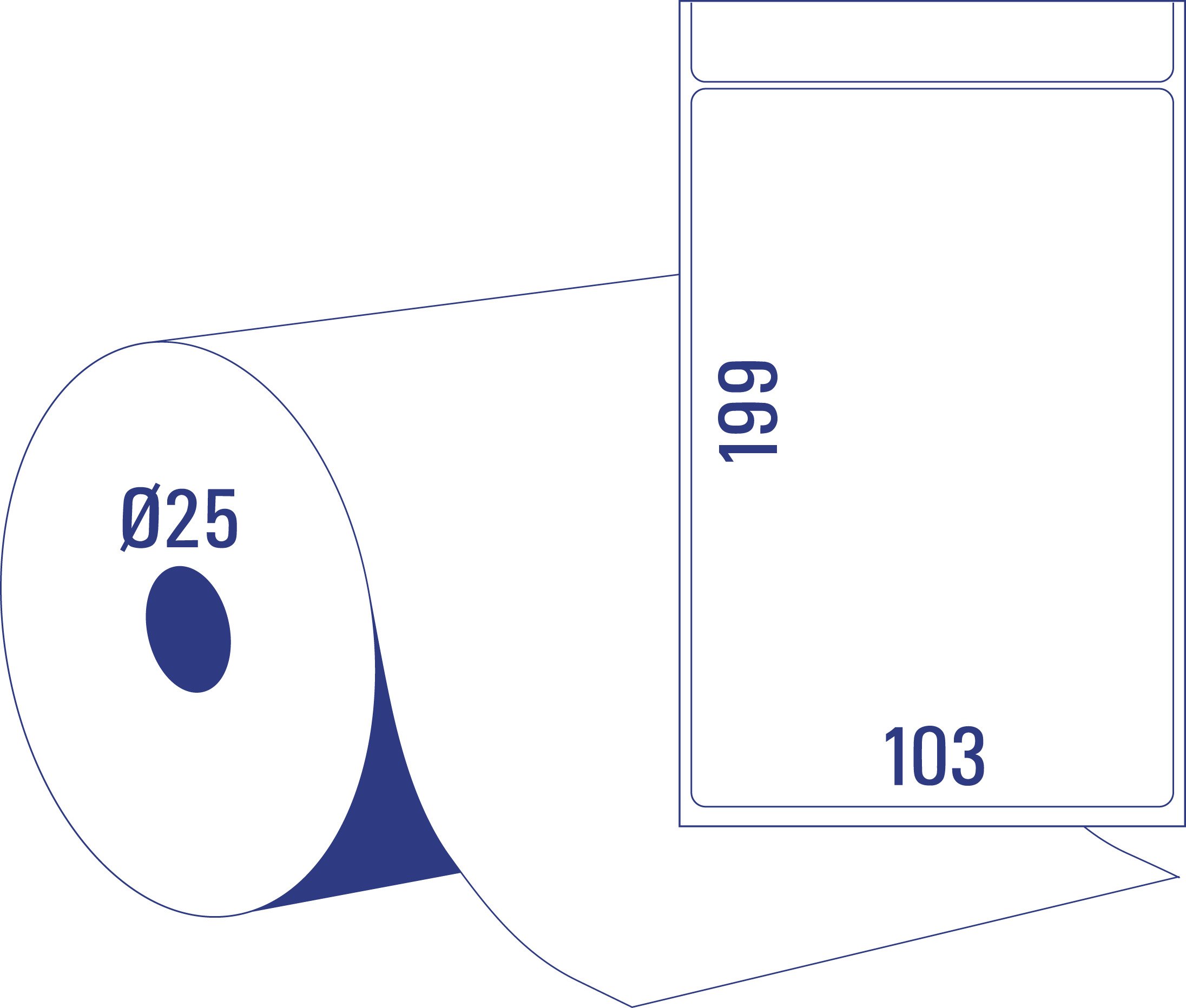 Avery Italia TD8060-25 Etichette in Rotolo a Trasferimento Termico, 103 x 199 mm