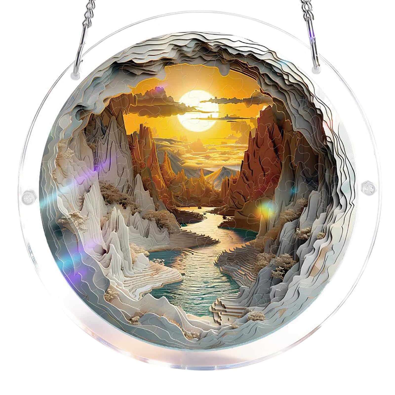 Acrylic Jigsaw Puzzle Suncatcher | 22cm Large Acrylic Puzzles Suncatchers For Windows Hanging | 83 Pieces Stained Glass Window Puzzle Sun Catcher For Adult | Aesthetic Diy Arts & Crafts For Home Decor