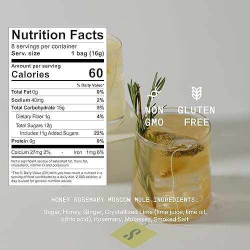 Miniatura 136 de SAYSO Skinny Cardamom Paloma La batidora de bolsas de té de cóctel original artesanal Orgánico, certificado sin gluten, sin OMG < 15 cal, 0.00