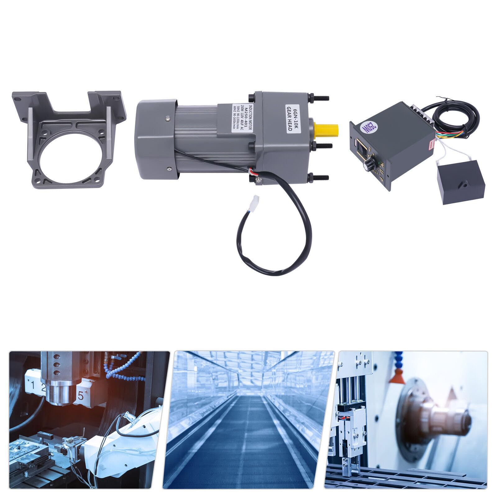 #US AC Gear Reduction Motor Electric+Variable Speed Control Reversible 110V 250W 10K