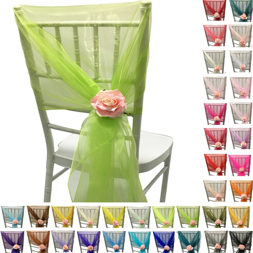 Time to Sparkle 10pcs 65cm X 275cm Organza Sash Hood Sash Chair Cover