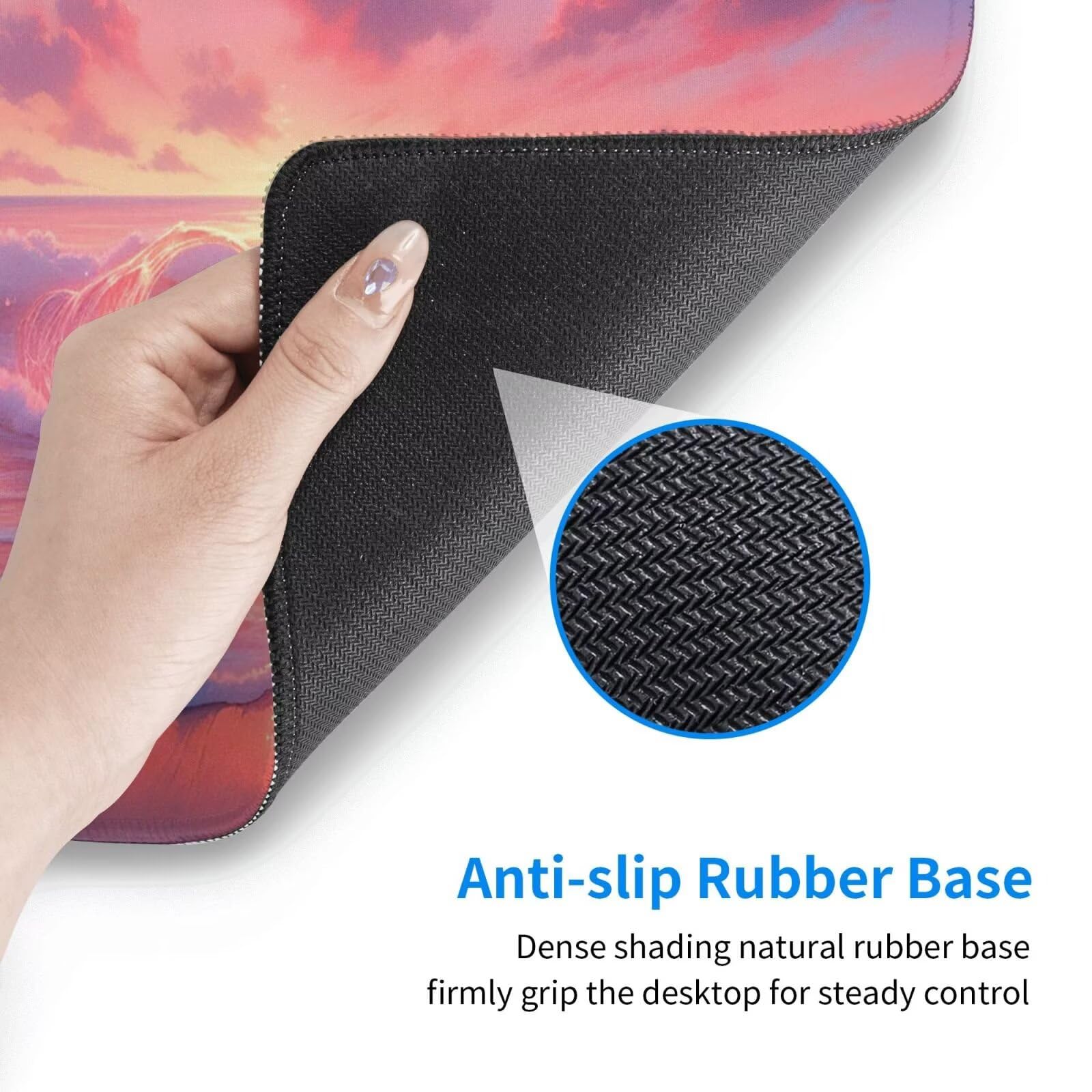 Gaming Mauspad XXL 900x600x3mm Mousepad Verlängertes Groß Mauspad Schreibtischauflage,Genähte Kanten rutschfeste Gummibasis,Verbessert Präzision Geschwindigkeit Home Office Herzförmige Wellen L-3332