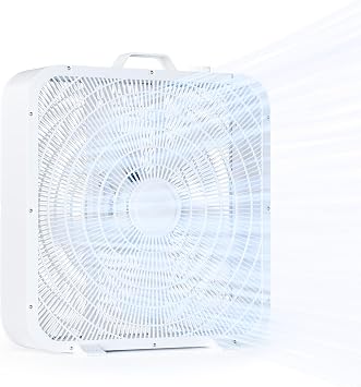 Xcity 20 Inch Box Fan with Carry Handle, Portable Powerful and Quiet 3-speed Floor Fan with Protection Net, Durable 70W Lightweight for Bedroom, Commercial, Study, Home