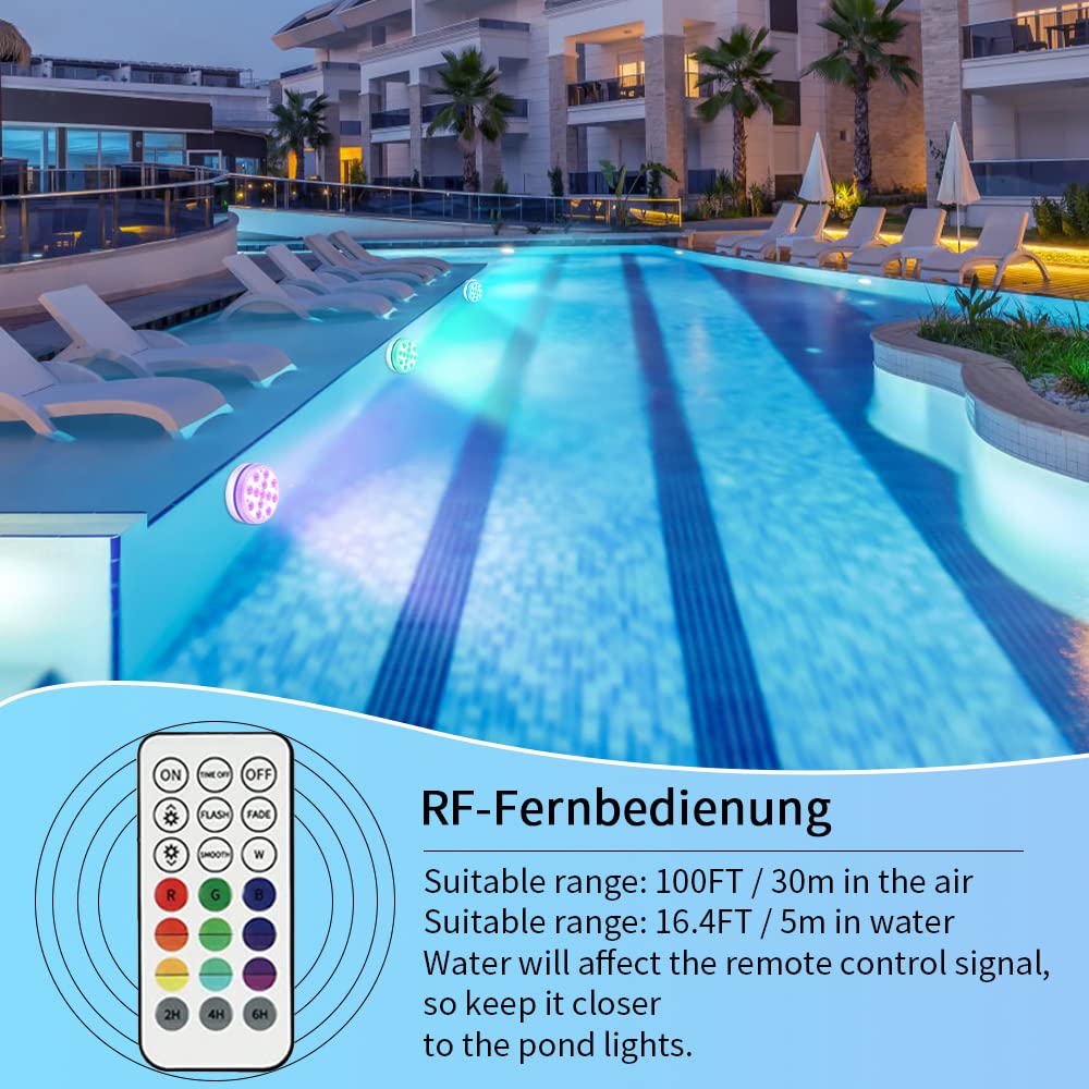 Lampe de piscine 2 pièces, lumière LED, étanche, lumière submersible RVB multicolore, avec Lampe de piscine 2 pièces, lumière LED, étanche, lumière submersible RVB multicolore, avec