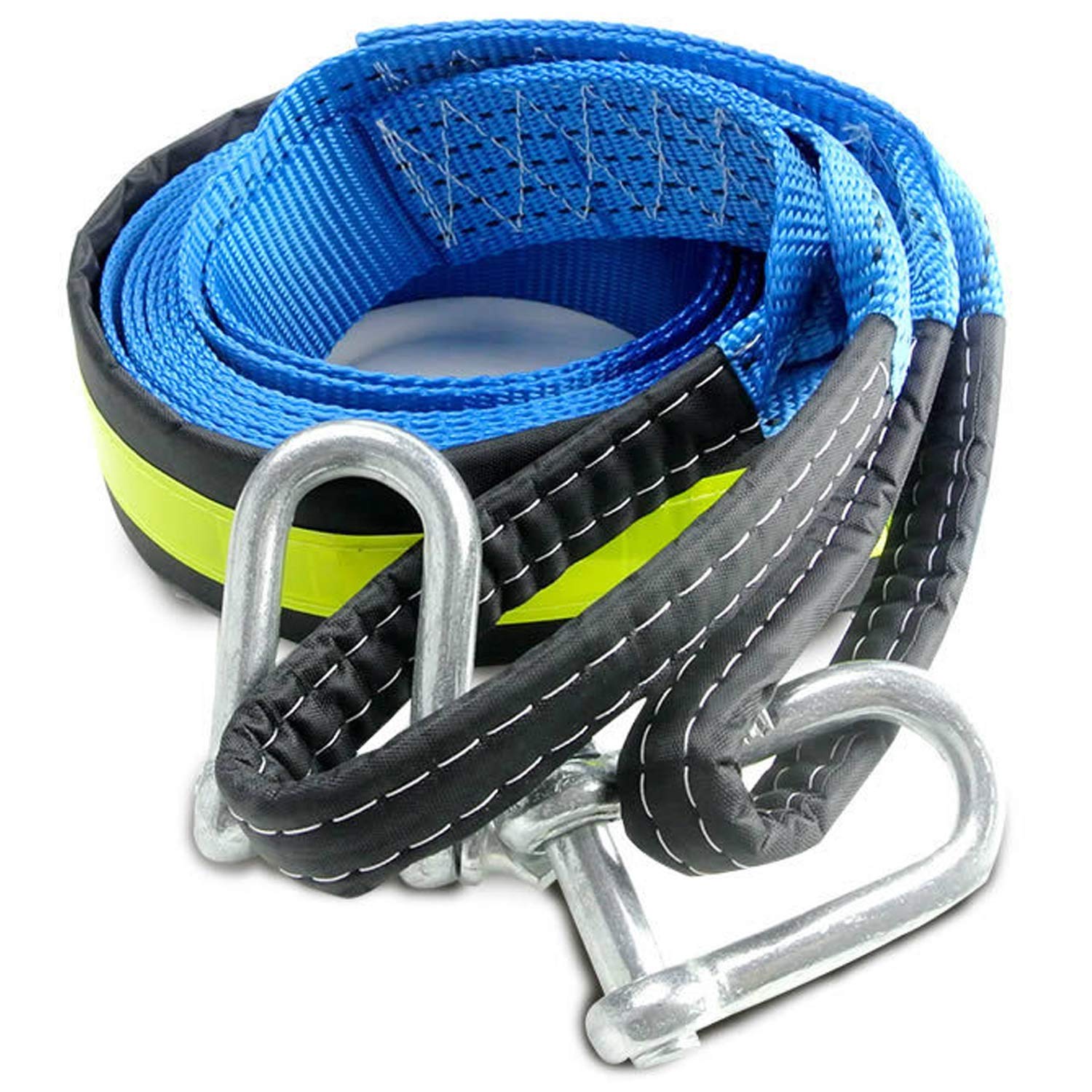 Cuerda de remolque, correa de remolque resistente de 4 x 4, correa de remolque de nailon para coche, SUV, vehículo agrícola, incluye 2 ganchos de seguridad y bolsa de almacenamiento, capacidad de 8