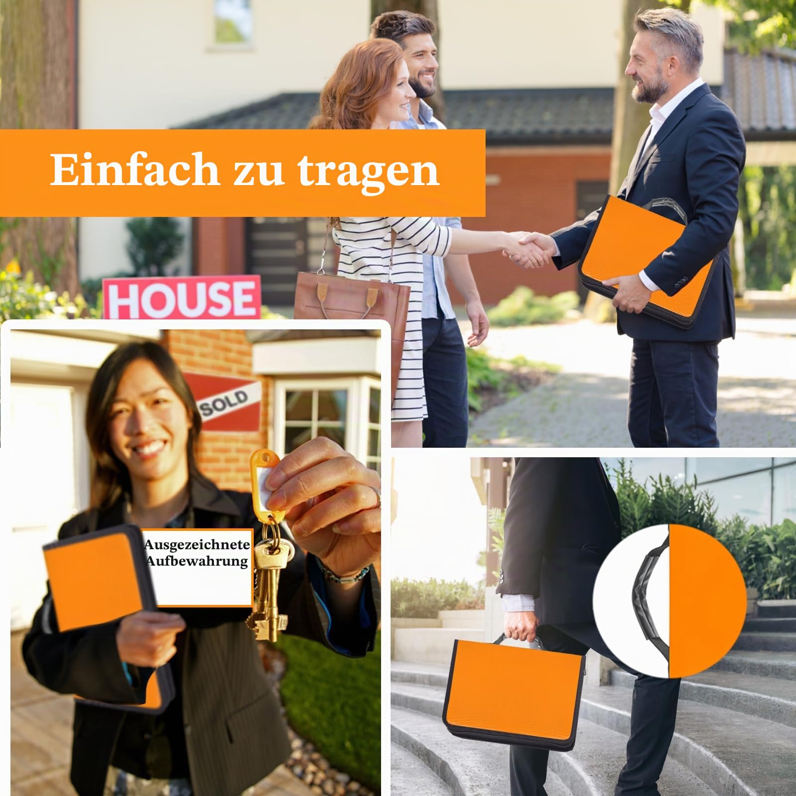 Hodufy Tragbares Schlüsseletui mit Reißverschluss, Tragbarer Schlüssel-Organizer mit Griff, Wasserdichter und Feuerfester Schlüsselbinder mit 54 Haken und Etiketten, Schlüsselbox-Organizer