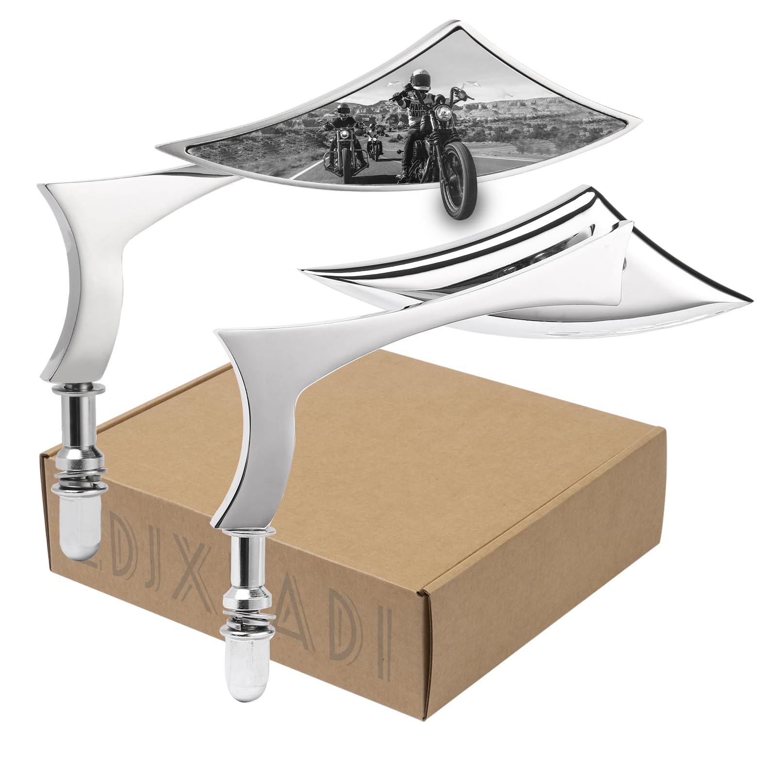 LDJXDADIChrome Motorcycle Rear View Mirrors 1 Pair Sportster Side Mirrors for Street Glide Electra Glide Softail Dyna 1982-2019 2020 2021 2022 2023