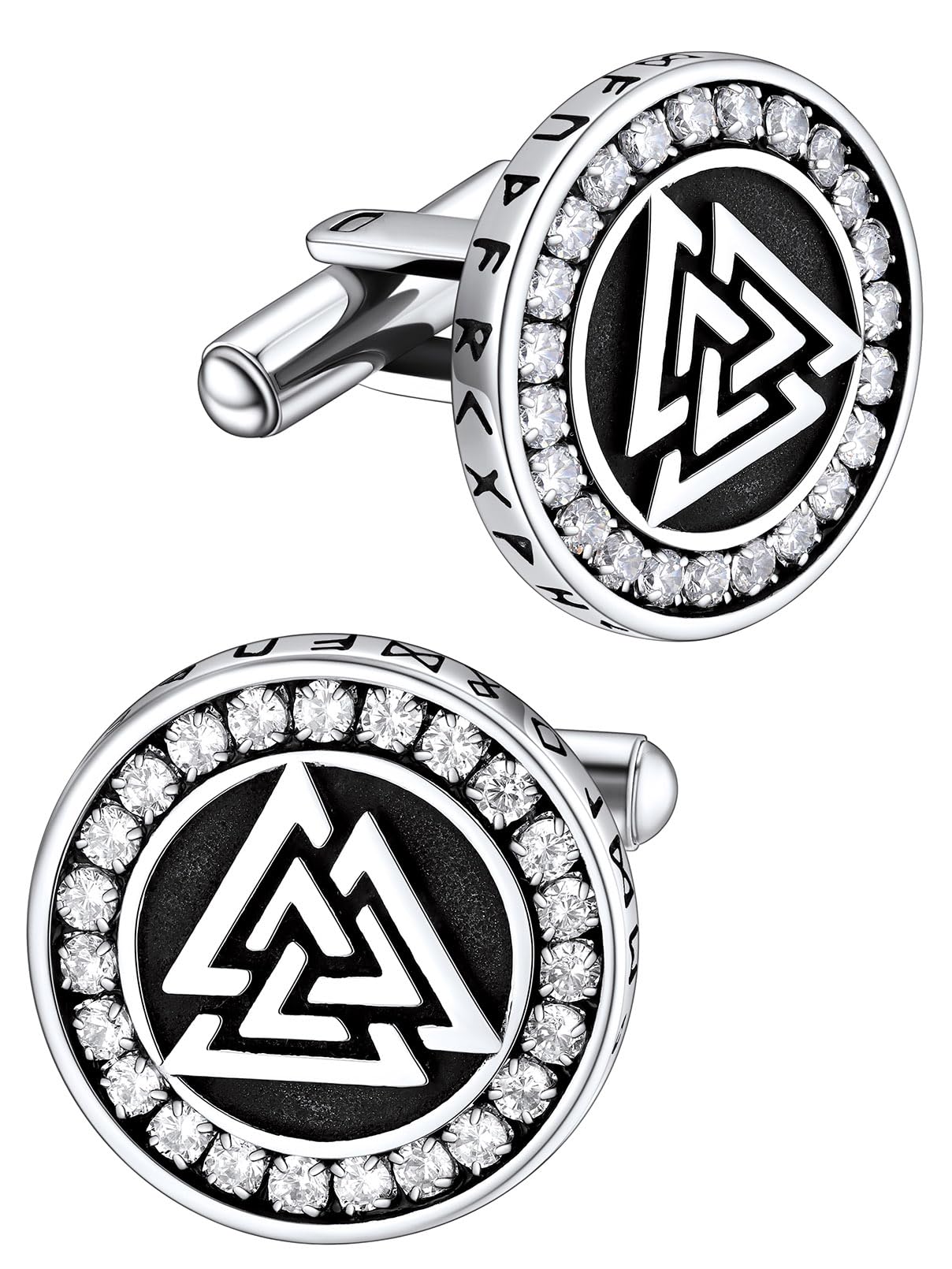 FaithHeart Mens Cufflinks, Norse Viking Tuxedo Shirt Cuff Links, Stainless Steel Cuff Links and Shirt Studs, Gift Box
