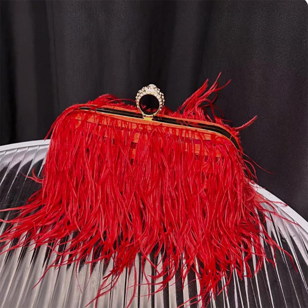 2Yard Red Ostrich Feather Fringe Trim 4-6inch in Width for DIY Costume Sewing Craft Decor Dress Accessories Party Supplies Festival Outfits - Image 2