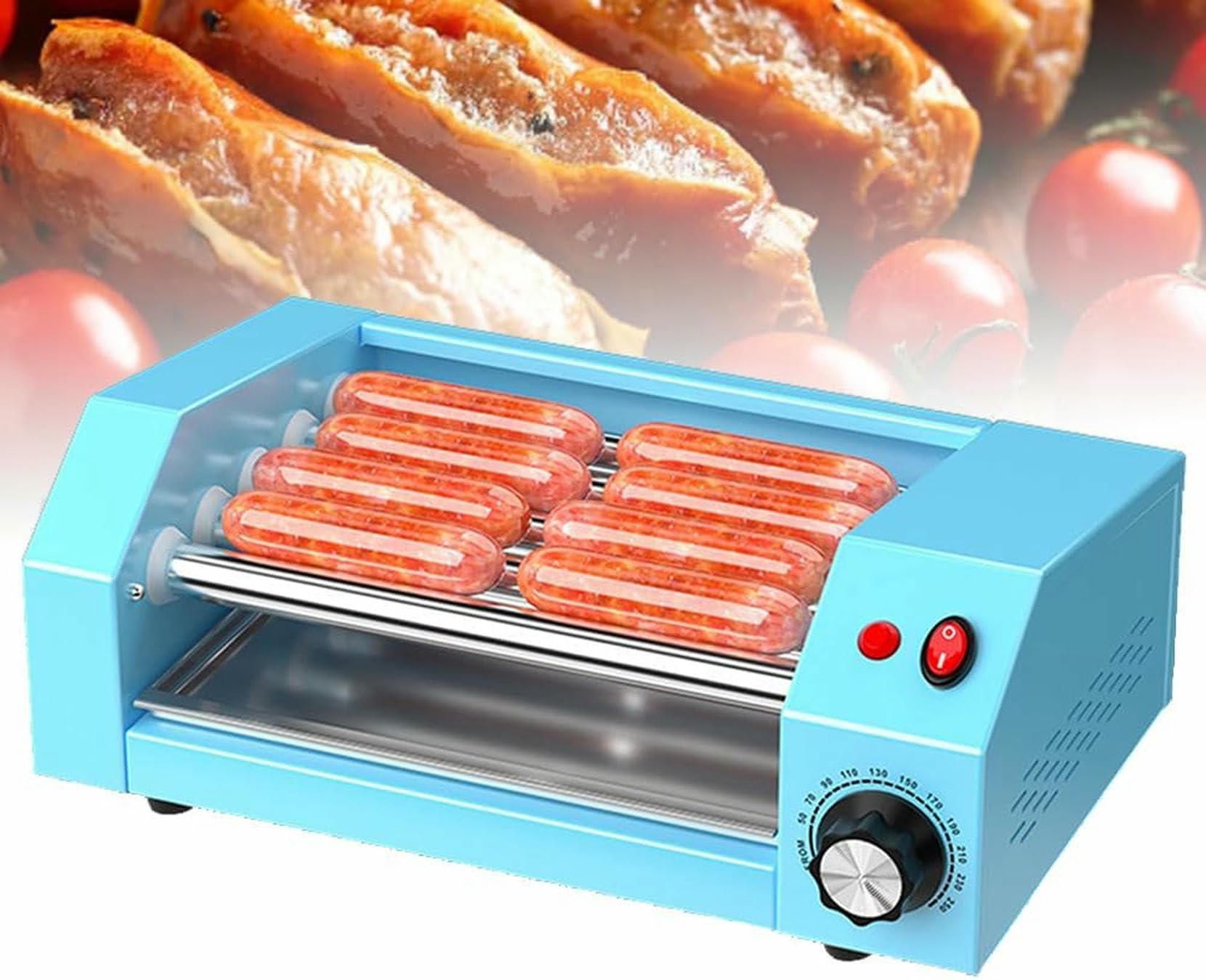 Máquina de Rodillo para Perritos Calientes de encimera, máquina de cocción a la Parrilla con Rodillo para Perritos Calientes, máquina de Desayuno pequeña para el hogar C