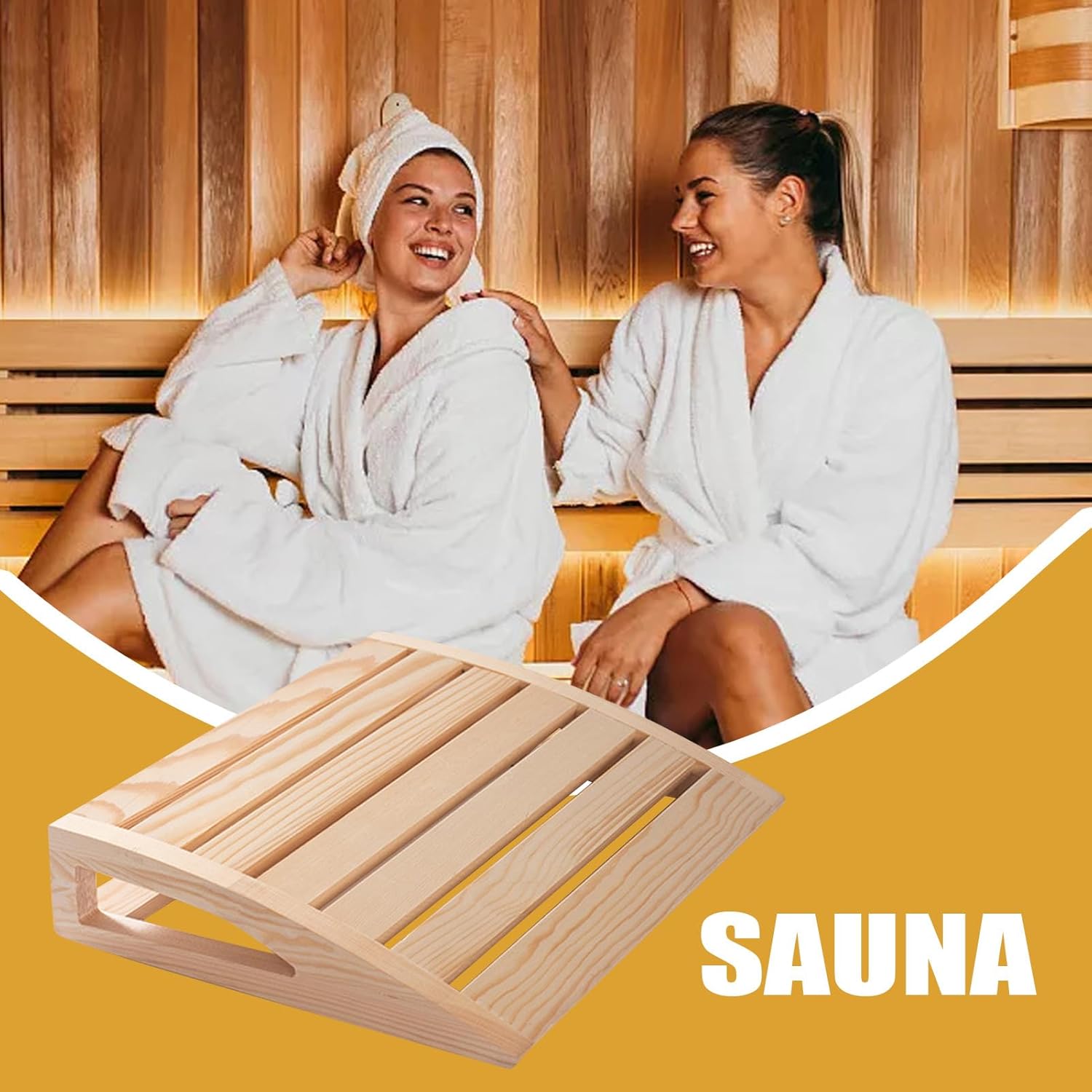 Wooden Sauna Headrest, Solid Neck Support, Ergonomic Sauna Pillow with Smooth Timber, Relaxation Cushion with Comfortable Curve Design, Steam Room Supplies, Support for Resting Comfort Use