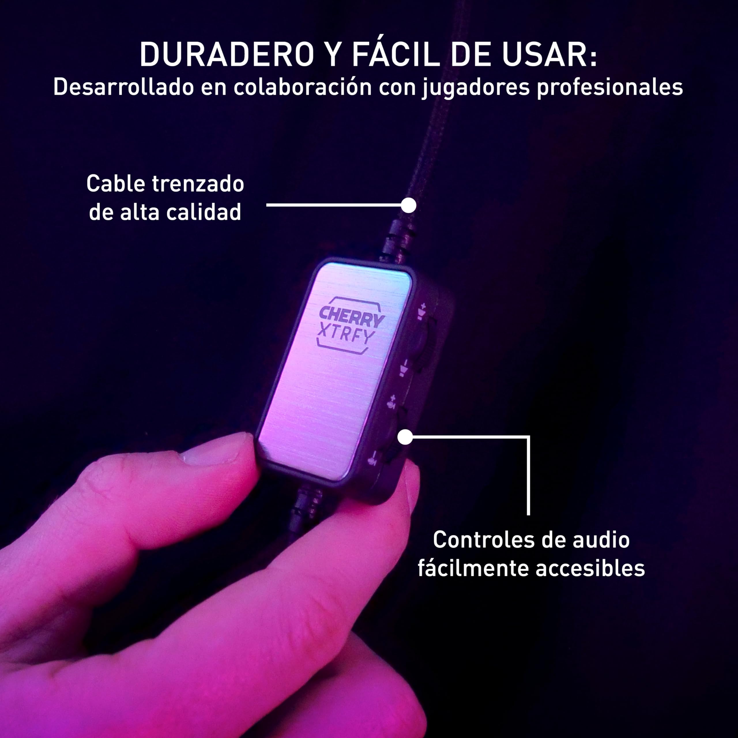 Cherry XTRFY H1, Auriculares Profesionales Gaming, Optimizados para Esports, Almohadillas Grandes con Espuma Viscoelástica, 2 Micrófonos Intercambiables, Negro