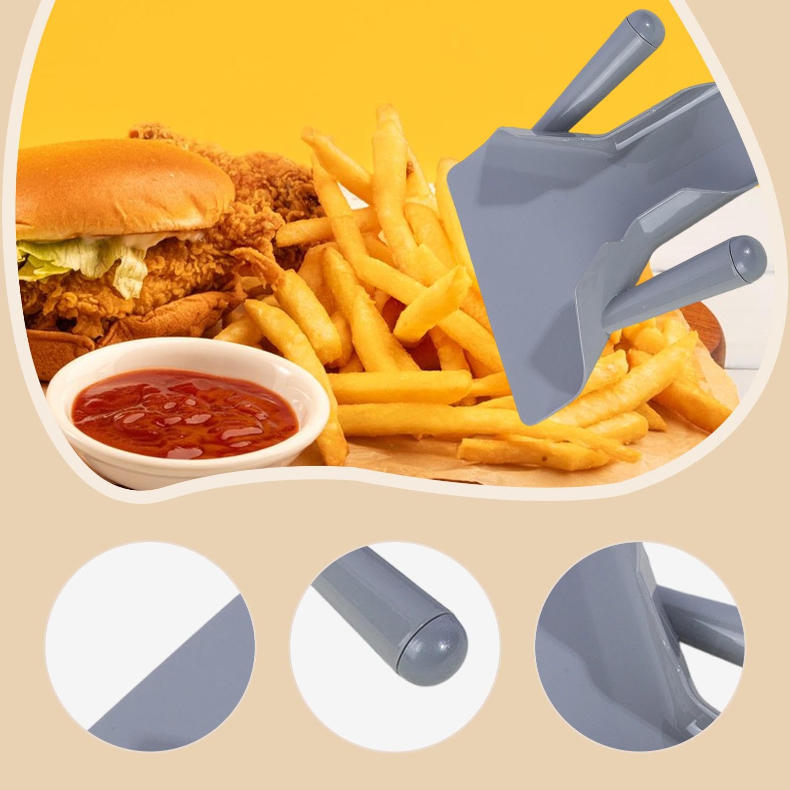 Milageto Pommes-Frites-Schaufel, vielseitig einsetzbar, für den gewerblichen Einsatz, zum Verpacken von Pommes Frites, Snacks und EIS, Doppelgriff