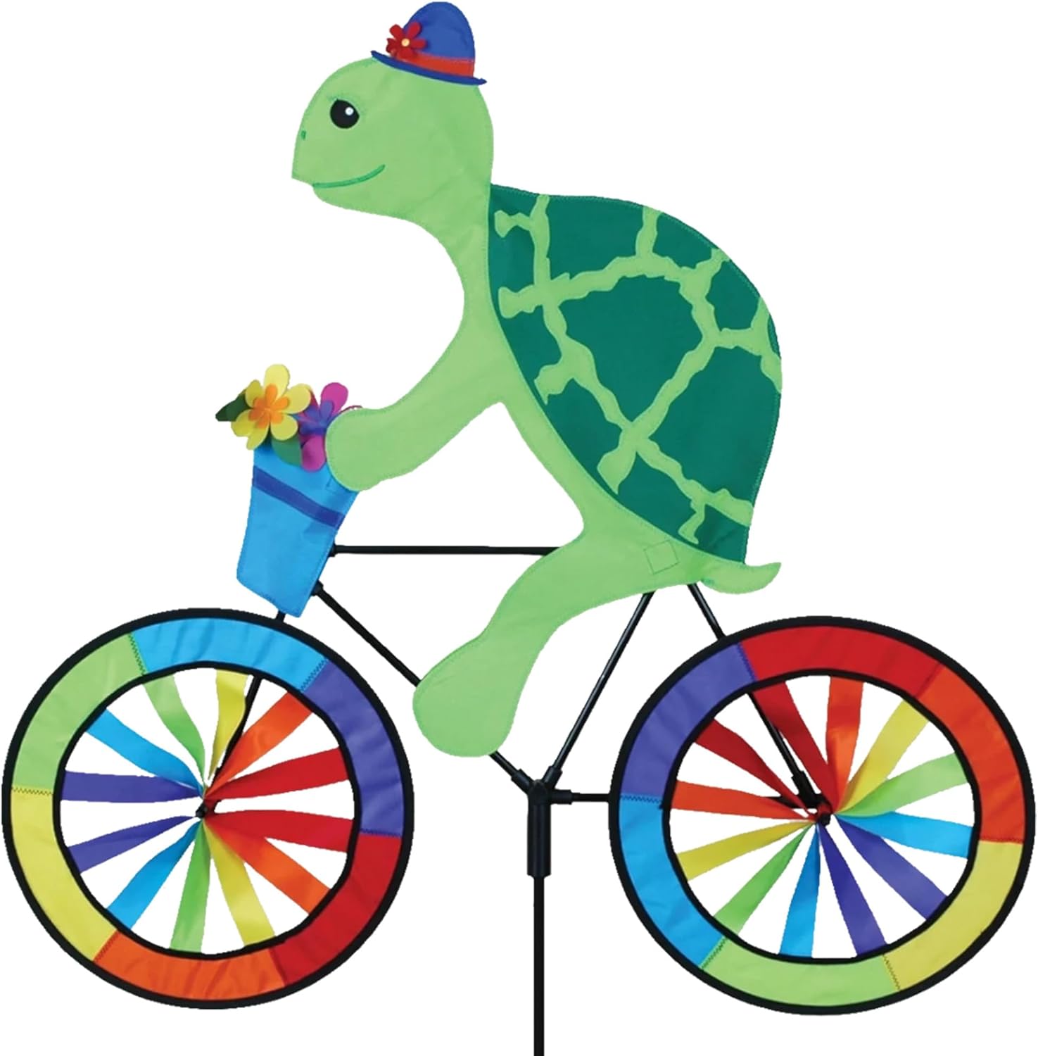 Bike Spinner Turtle 30" – Cute Reptile Design, Weather-Resistant Outdoor Decor, Durable & Lightweight for Patios, Yards, and Gardens - Eye-Catching Wind Spinner with Rotating Wheels’