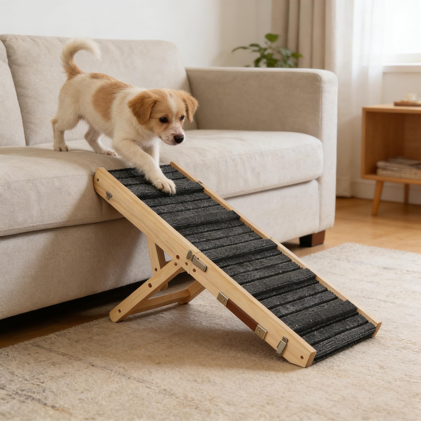 Rampe pour Chien en Bois, Pliable Rampe pour Chien Voiture, Escalier Adjustable, pour Lit & Canapé pour Grands Chiens