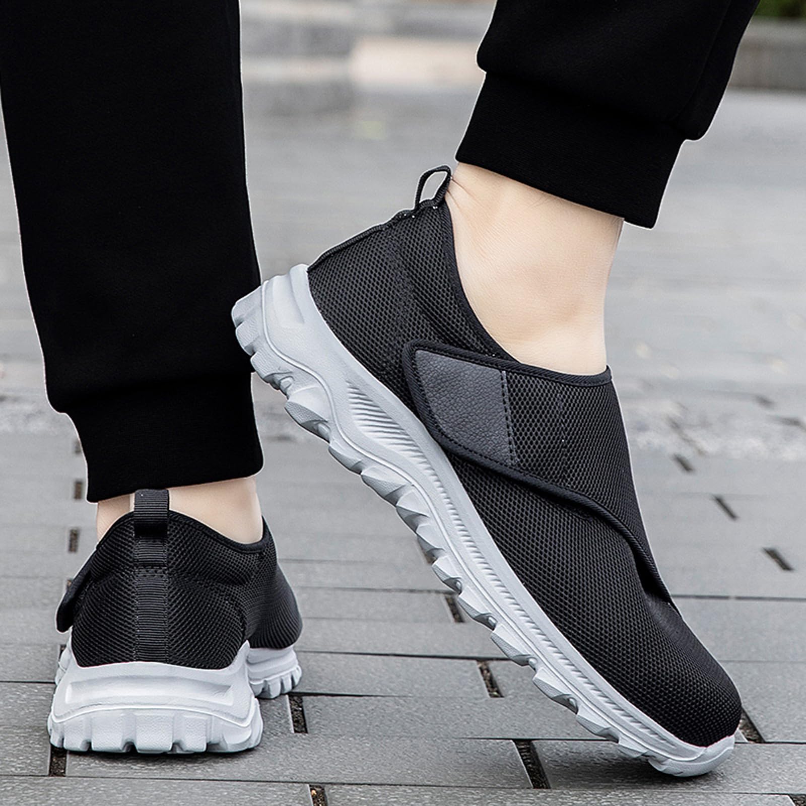 Zapatos para diabéticos para hombre y mujer, extra anchos, ajustables, cómodos, ultraligeros, antideslizantes, con velcro, talla 36-45