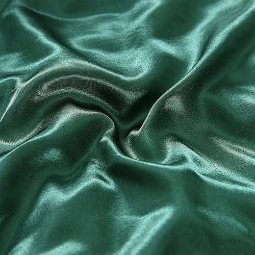Miniatura 4 de NTBED Juego de edredón de satén sedoso, tamaño Queen, color verde oscuro, juegos de ropa de cama acolchados de microfibra suave y ligera de lujo