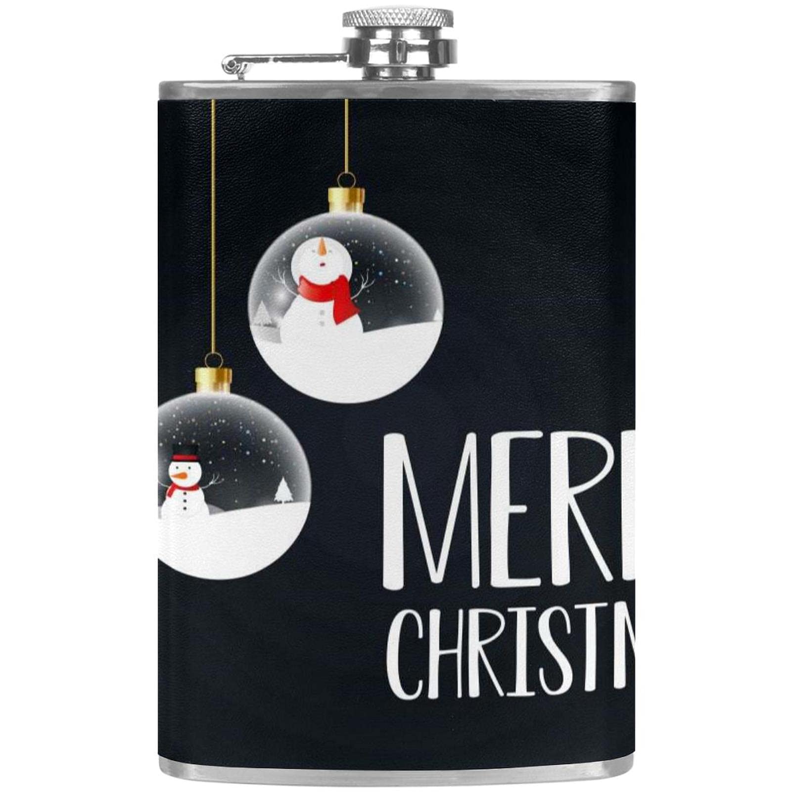 Flasque liqueur en inox haut de gamme motif Noël avec entonnoir