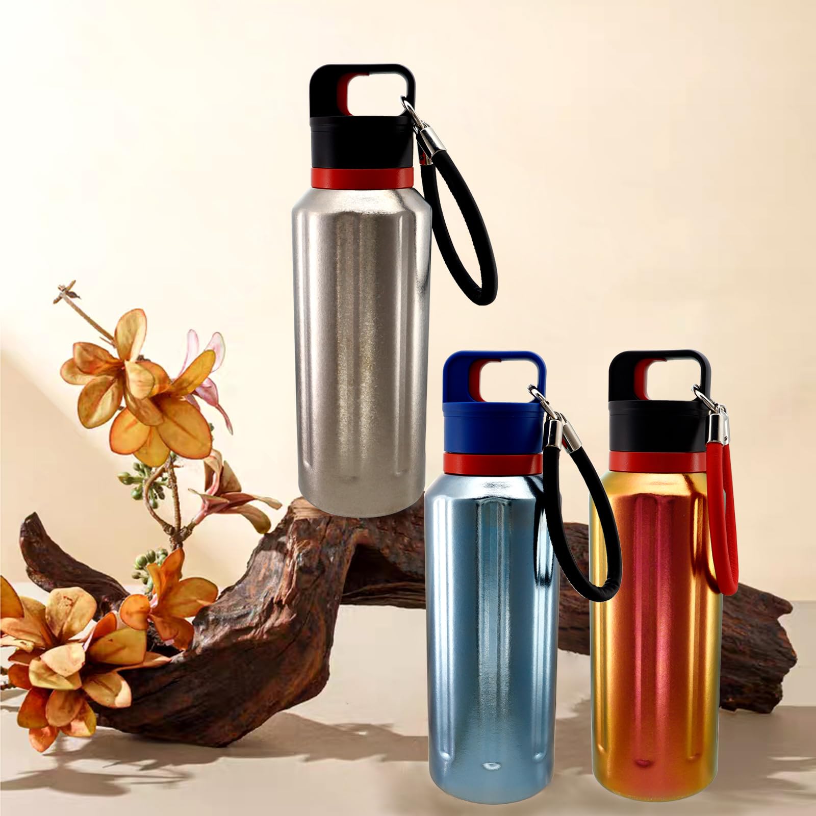 RISON-Titanium 520ml Titan Wasserflasche, Outdoor Camping Doppelwandig Isolierbecher, Leichtgewicht Thermobecher Trinkflasche Wasser Flasche für Sport Radfahren Wandern Picknick Klettern