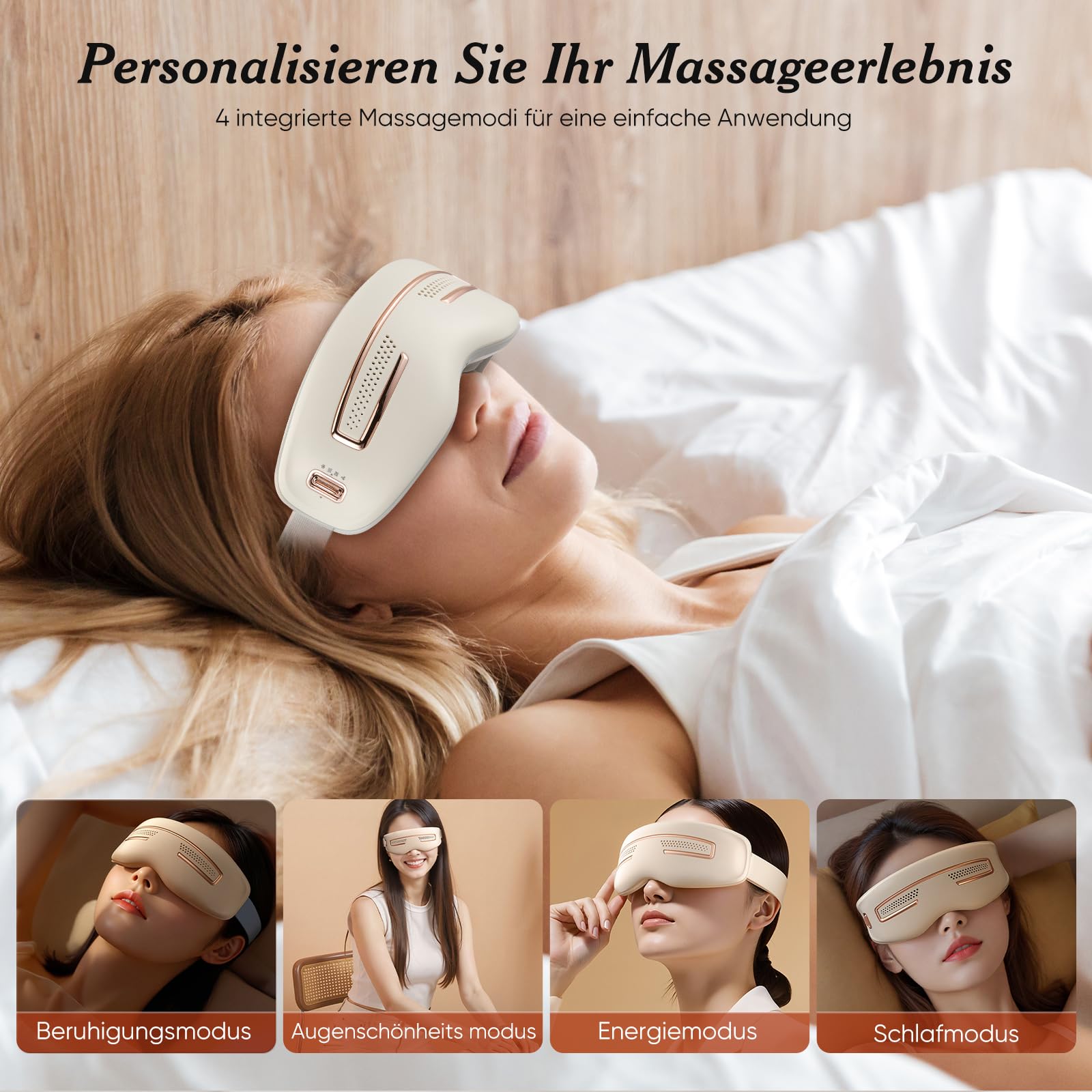 Augenmassagegerät mit Heiß und Kältetherapie, migräne kühlmaske mit Massage und Bluetoothe, Augen Massagegerät Augenmaske für strapazierte/trockenen Augen/Augenringe,Geschenke für Männer Frauen