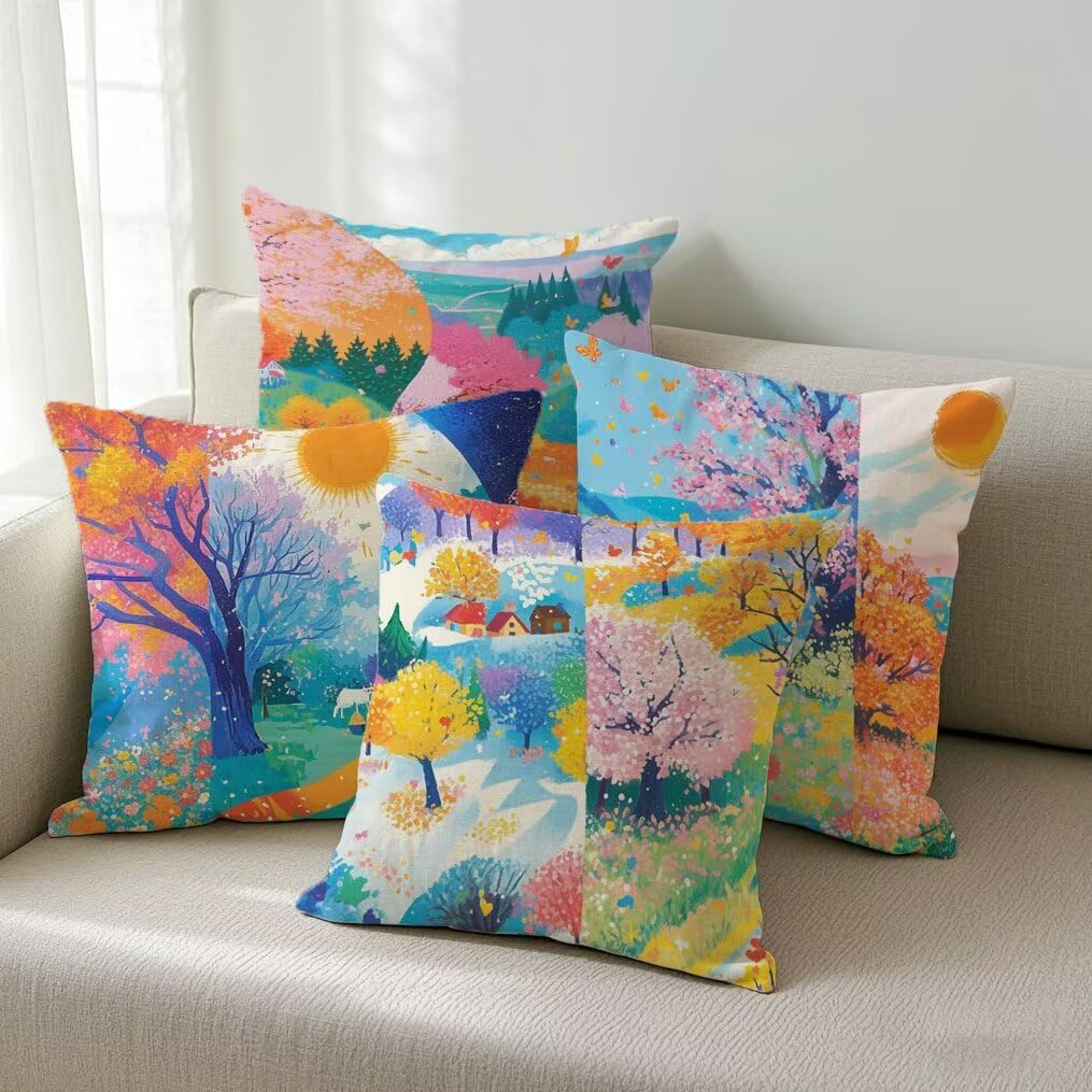 Housse de coussin automne imperméable pour décorer le canapé du salon en lin