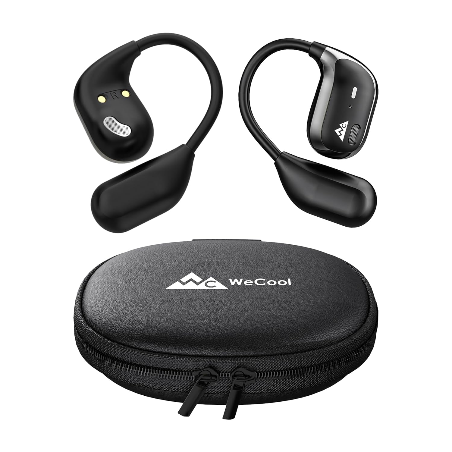 WeCool Moonwalk M2 Pro Open Ear Earbuds Wireless with Ergonomic Ear Hooks, Bluetooth 5.4 Ows Earphones with Call Noise Reduction, Ear Safe Headphones with Mic, 60H Playtime, Leather Zip Case, IP55 WeCool Moonwalk M2 Pro Open Ear Earbuds Wireless with Ergonomic Ear Hooks, Bluetooth 5.4 Ows Earphones with Call Noise Reduction, Ear Safe Headphones with Mic, 60H Playtime, Leather Zip Case, IP55