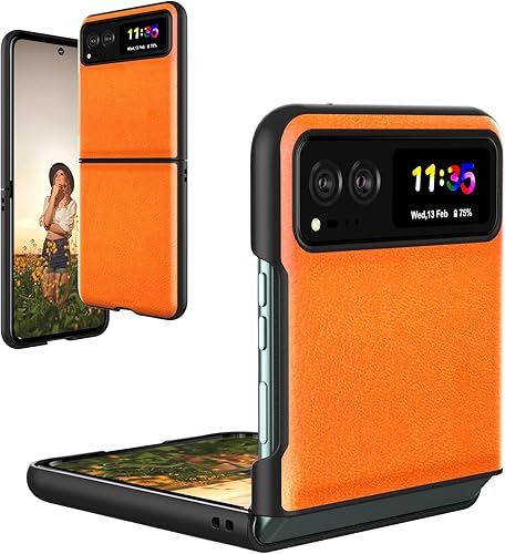 Suzii Funda de piel sintética para Motorola Razr 2023, carcasa de policarbonato duro ultrafina, duradera, funda protectora para Moto Razr 2023