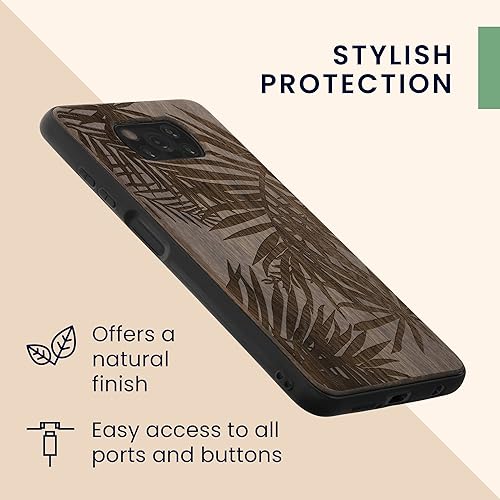 Miniatura 5 de kwmobile Funda de madera compatible con Xiaomi Poco X3 NFCPoco X3 Pro - Funda - Hojas de palma marrón oscuro