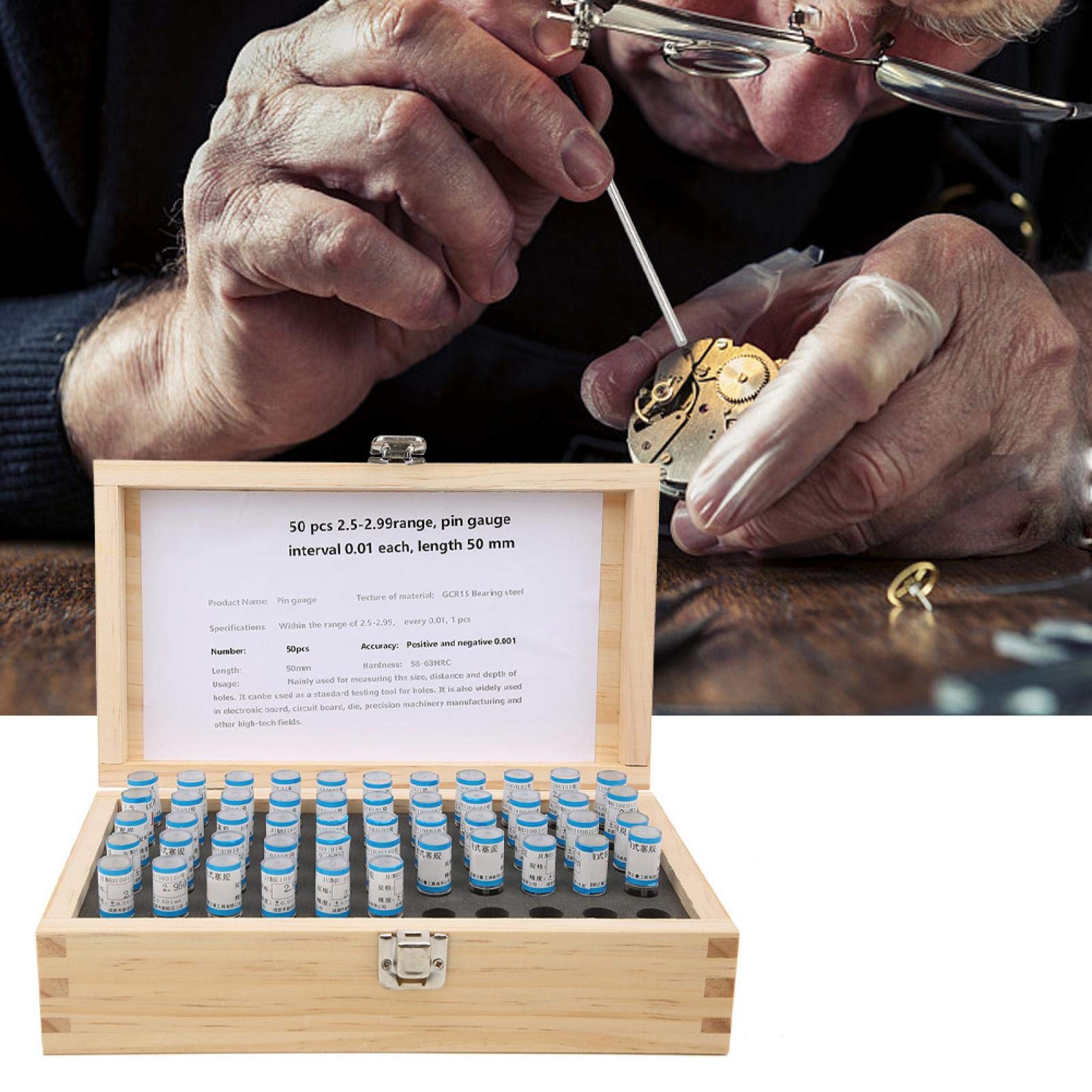 Plug Gage Set 50pcs Interval 0.01mm Pin Gage Set 58 63HRC for Electronic Boards