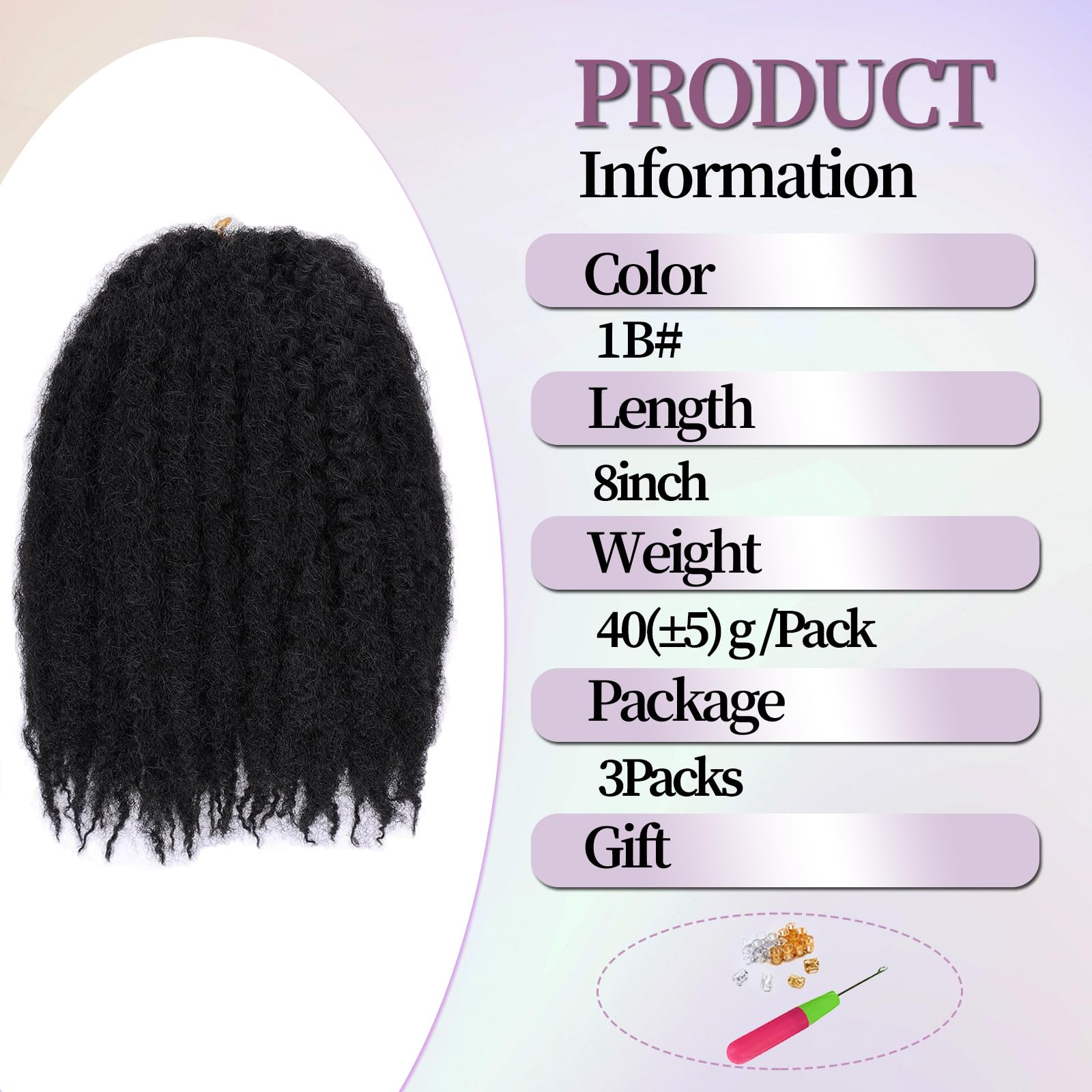 Marley Twist Braiding Hair Afro Kinky Curly Cuban Twist Hair Marley Twists Hair Crochet Braids Extensioni per capelli sintetiche intrecciate all'uncinetto in stile senegalese per donne (1b