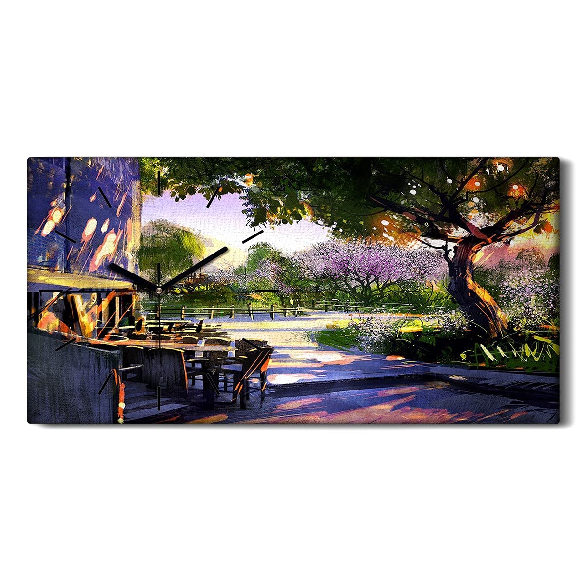 Horloge sur toile art moderne 60x30cm décoration murale nature sans tic tac