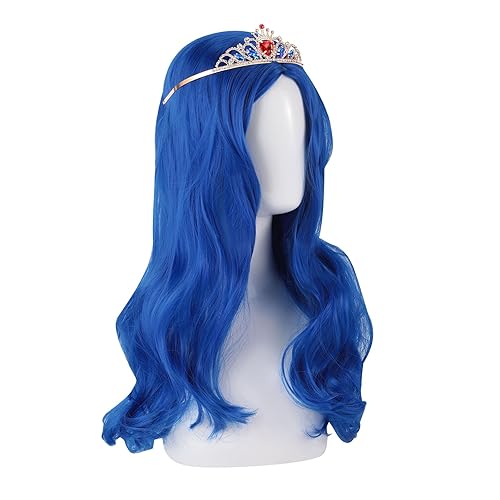 Miniatura 9 de Evie - Disfraces de los descendientes para niñas, pelucas de cosplay para niñas, peluca de cosplay con corona para disfraces de Halloween y fiesta