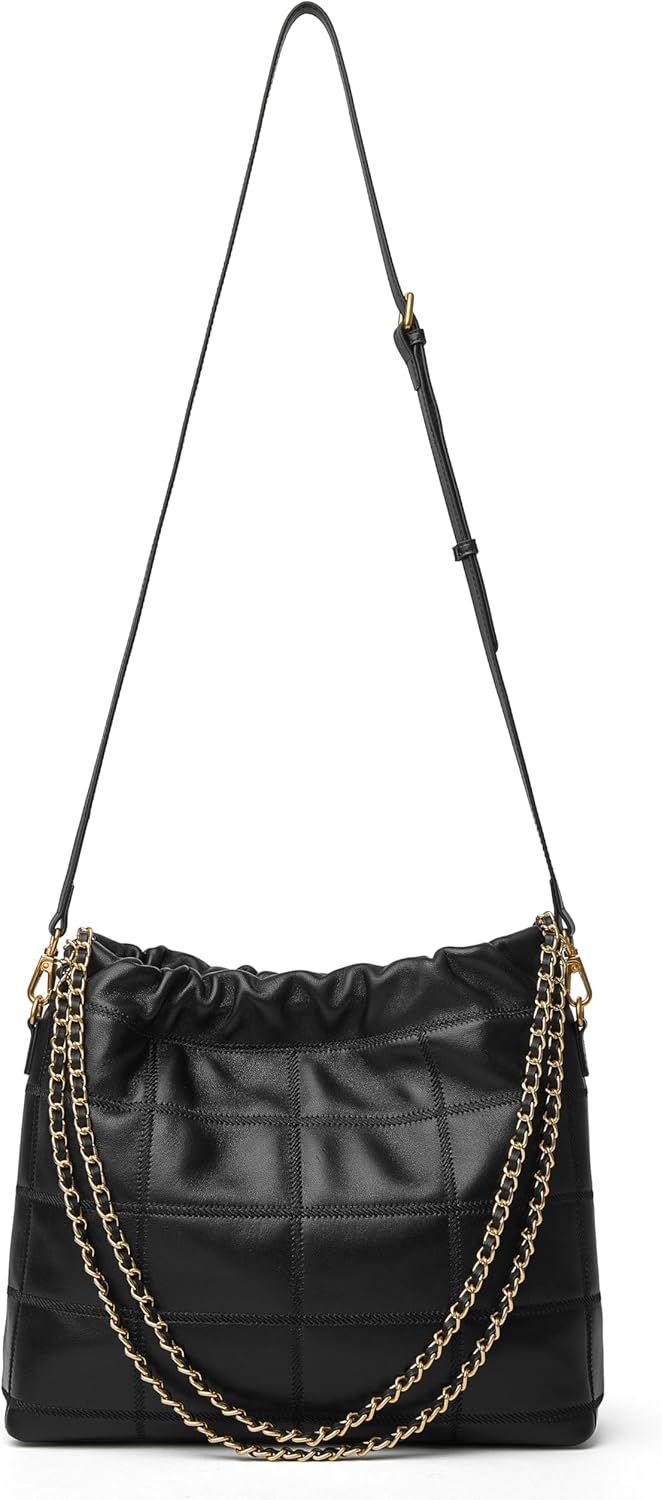 Doris&Jacky Quilted Leather Shoulder Bag for Women, Medium Designer Tote Bag and Soft Lambskin Handbags with Crossbody Strap - Image 9