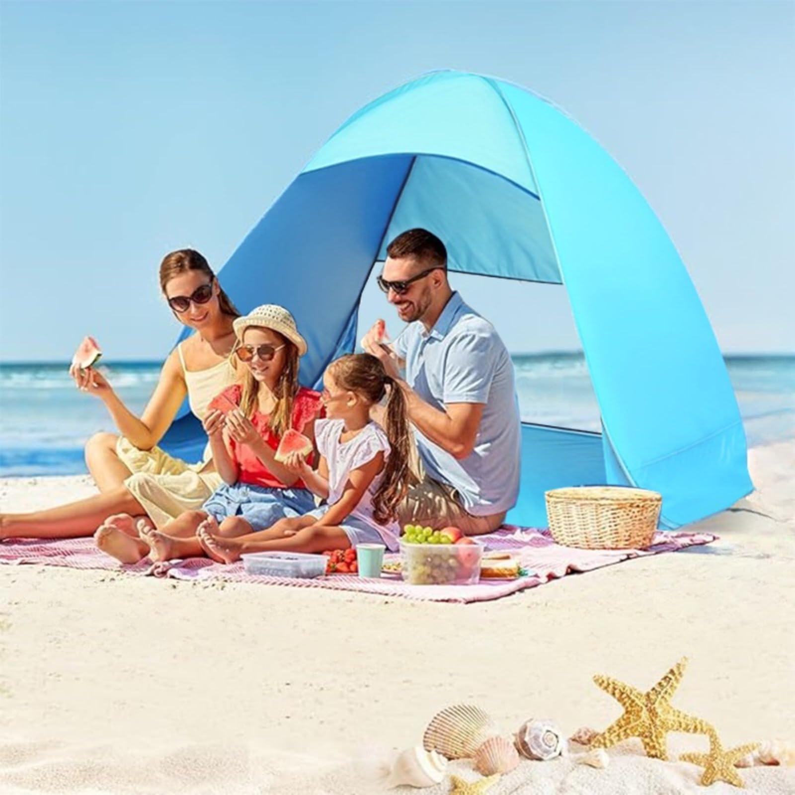Pop Up - Tenda da spiaggia automatica, tenda da spiaggia, anti-UV, protezione solare UPF 50, per giardino, campeggio, viaggi, pesca, pic-nic e sport all'aria aperta