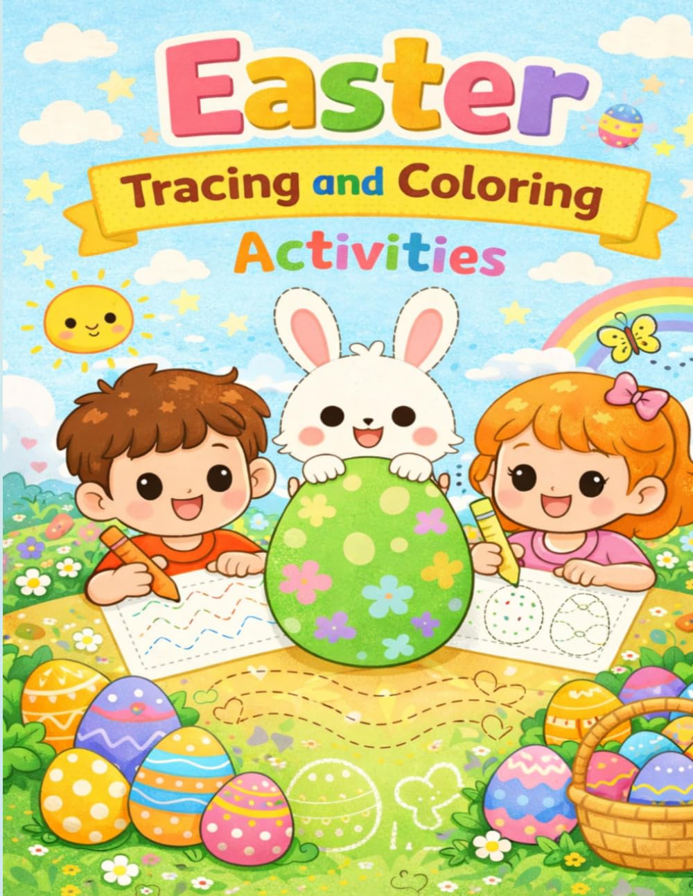 Cute Easter Tracing and Coloring Activities for Kids Ages 3–6: Bunny, Eggs and Spring Activities | Fun Trace and Color Workbook for Preschool and Kindergarten