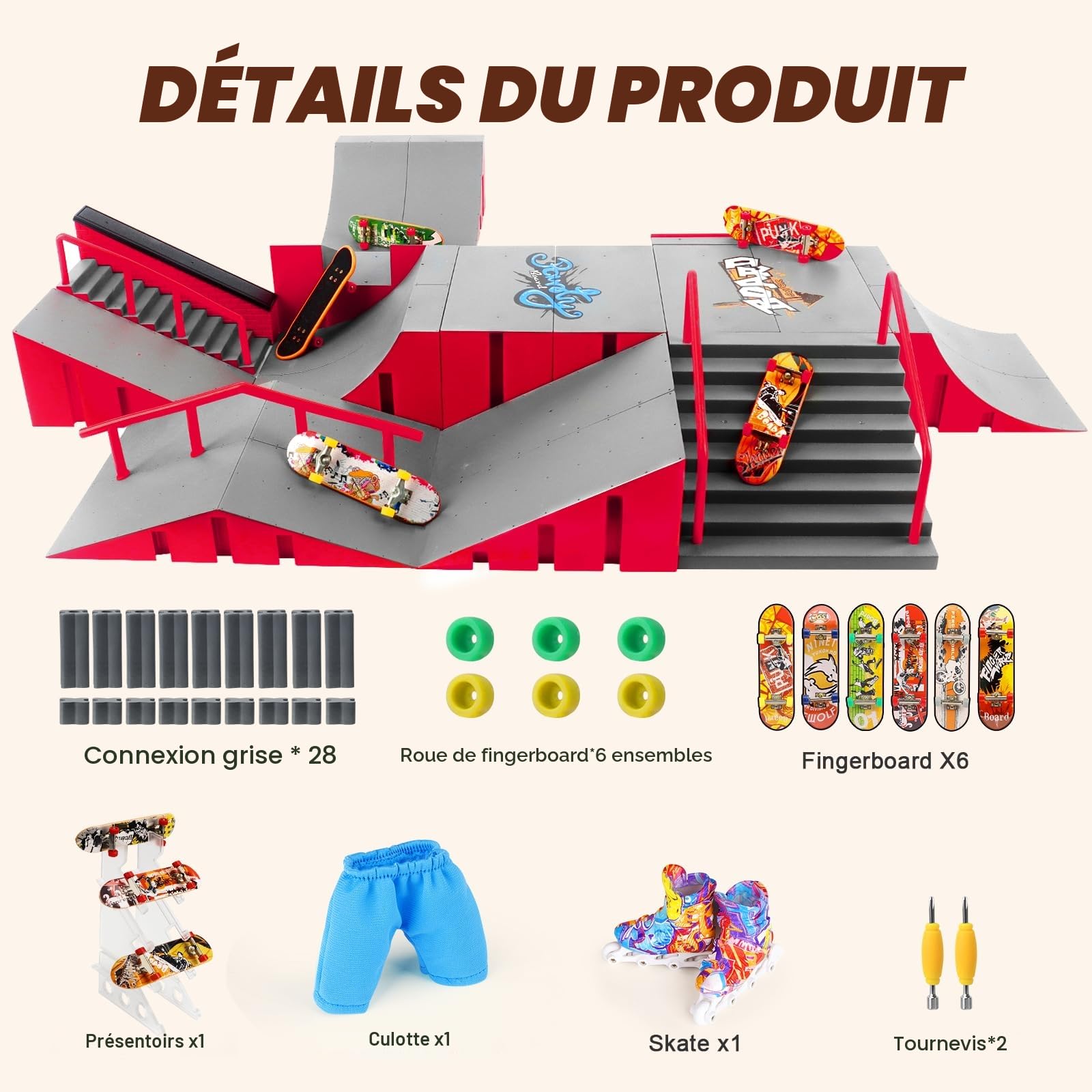 CS COSDDI Mini Rampe de Skateboard à Doigts, Rampe de Skate Park à Doigts, Rampe de Skateboard à Doigts pour Enfants, Cadeau d'anniversaire