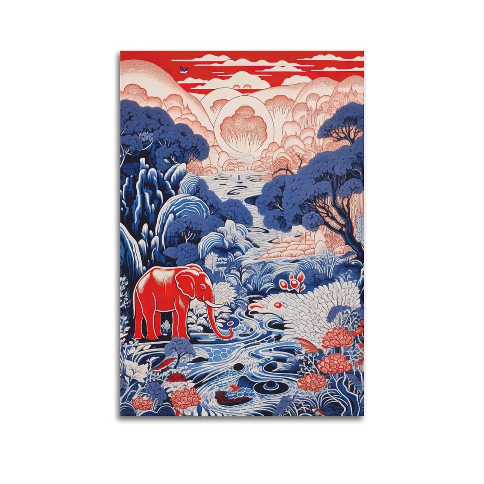 Xkuga Boys Unframe-Style Elephants Jungle Animal Poster Vintage Wildlife Style Modern Decorative Canvas Prints - Ideal Wall Art For Family, Man Cave, Game Room, & Girls Bedroom 20X30inch(50X75cm)