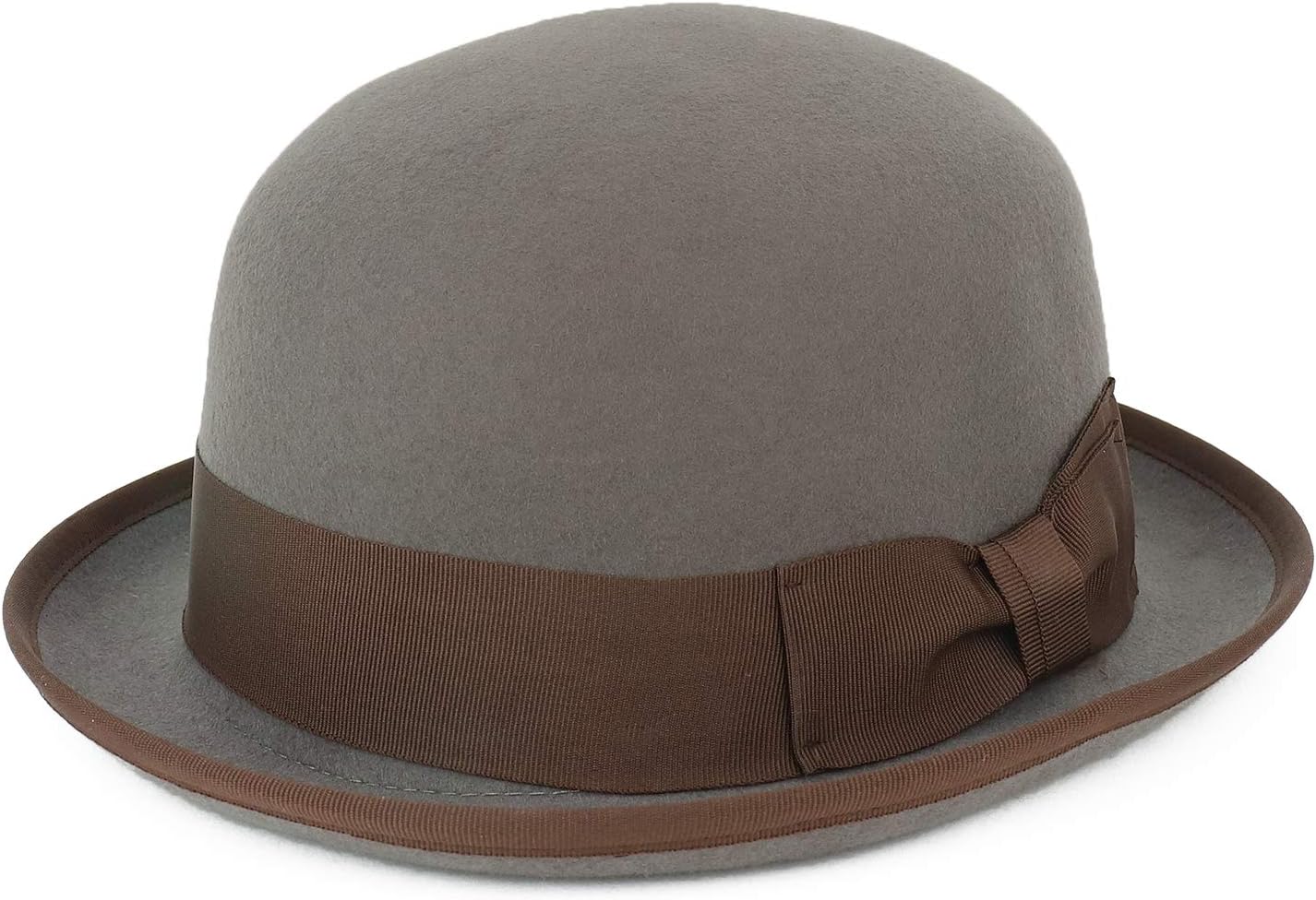 Armycrew Men's 100% Wool Felt Bowler Hat with Grosgrain Ribbon Band