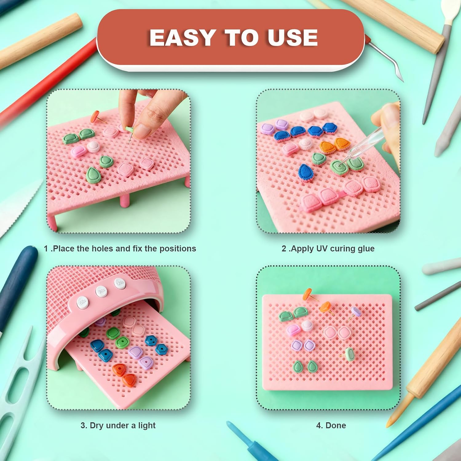 Baking Board for Polymer Clay Stud Earring Application Board for Standing & Painting, Polymer Clay Tool Work(Green)